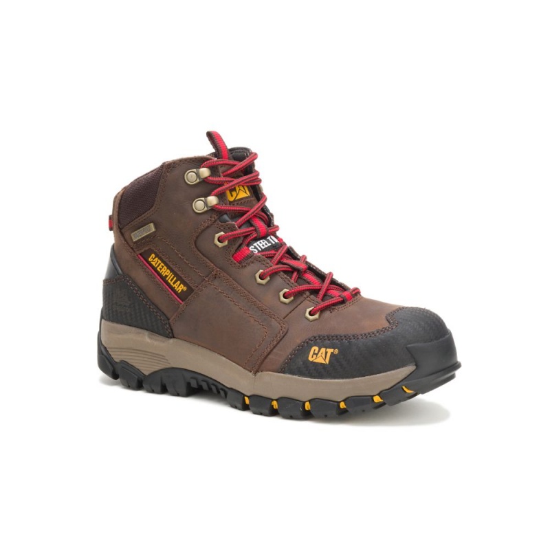 Caterpillar Navigator Mid Waterdichte Steel Neus Hoge Sneakers Heren Bruin | CAT115-NL